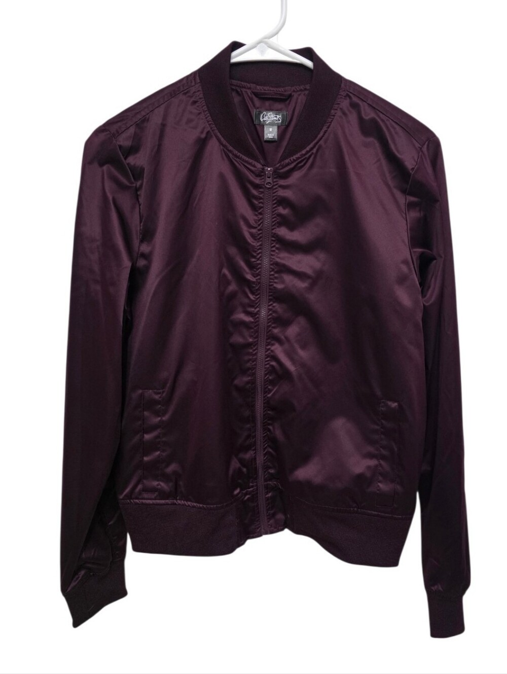 City Streets Womens Bomber Jacket Plum Size Mediun